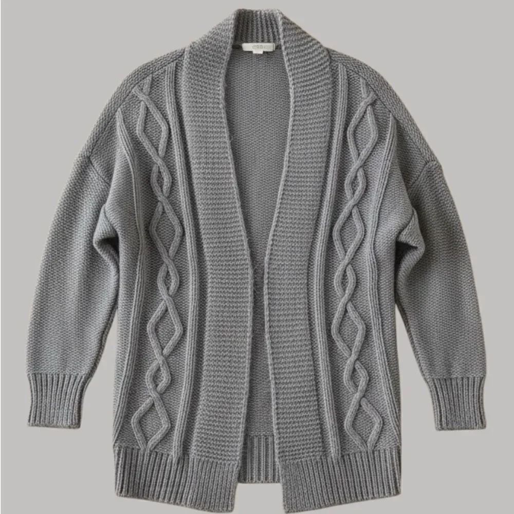 Loft Women’s Gray Grandma Comfy Open Front Cardigan Sweater Size Medium